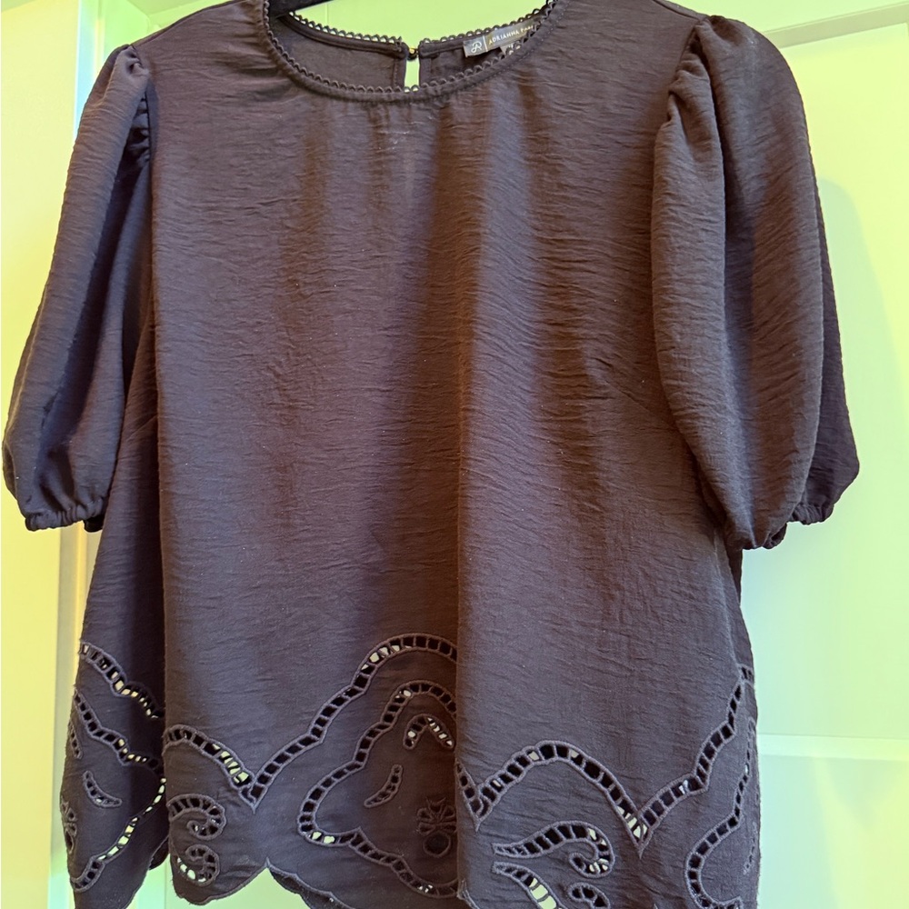 Adrianna Papell Black Eyelet Blouse